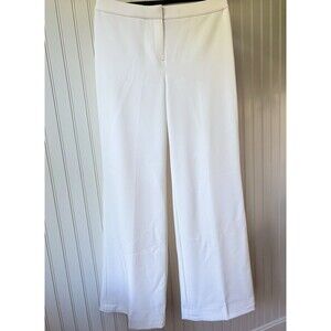 St John Caviar Wide Leg Trousers White Cream Tailored Dress Pants USA Women’s 8